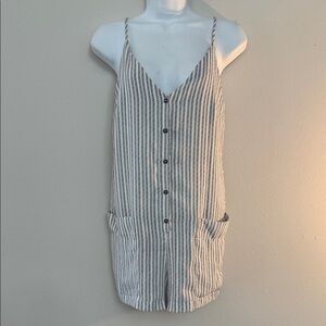 Topshop Striped Jumpsuit in Blue and White